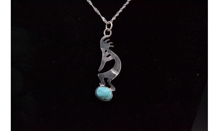 Kokopelli and turquoise Pendant