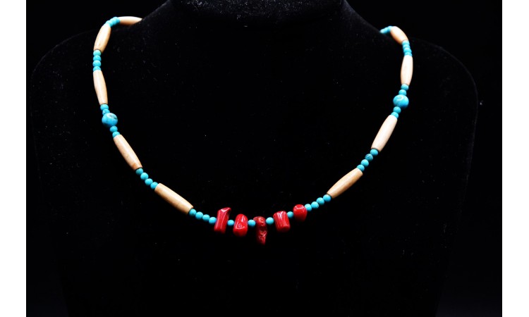 Collier turquoise et corail