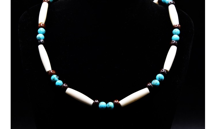 Kingman turquoise and bones Necklace