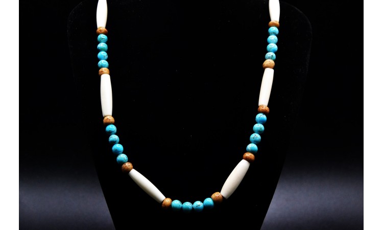 Collier os et turquoises Kingman