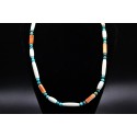 Turquoise spiny oyster and bones necklace