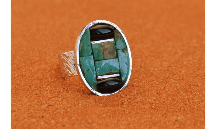 Bague turquoise et onyx Taille 63