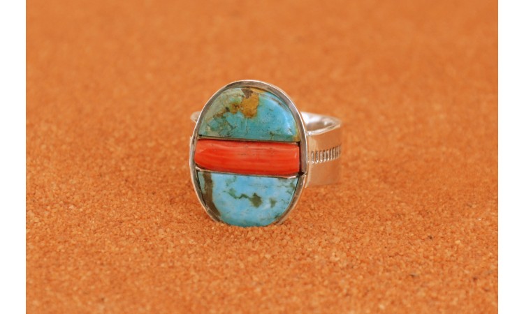 Bague turquoise et corail Taille 64