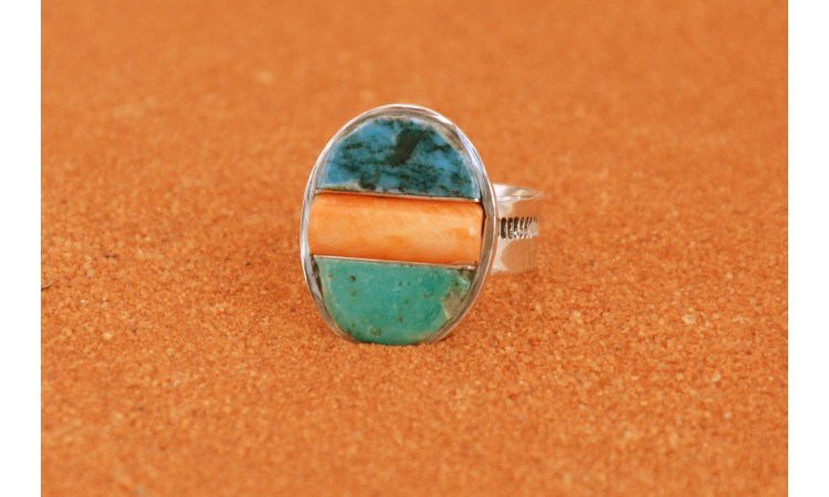 Bague turquoise et spiny oyster Taille 60