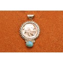Pendentif tête d'indien et turquoise