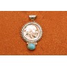 Pendentif tête d'indien et turquoise