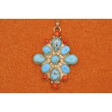 Pendentif turquoise et corail