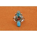 Bague turquoise et corail