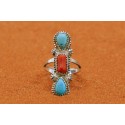 Bague turquoise et corail