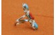 Bague turquoise et corail