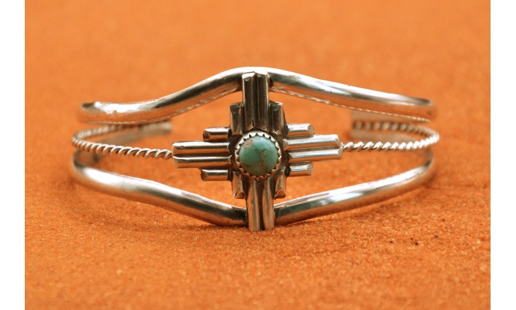 Zia cross and turquoise bracelet