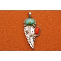 Turquoise and coral Pendant
