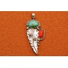 Pendentif turquoise et corail