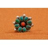 Bague fleur turquoise et corail