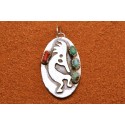 Kokopelli turquoise and coral Pendant