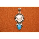 Indian head and turquoise Pendant