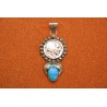 Indian head and turquoise Pendant