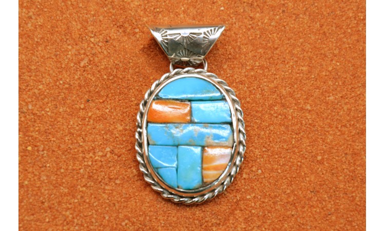 Turquoise and Spiny Oyster Pendant
