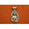 Pendentif tête d'indien et turquoise