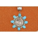 Indian head and turquoise Pendant