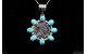 Pendentif tête d'indien et turquoises