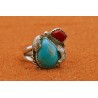 Kingman turquoise and coral Ring