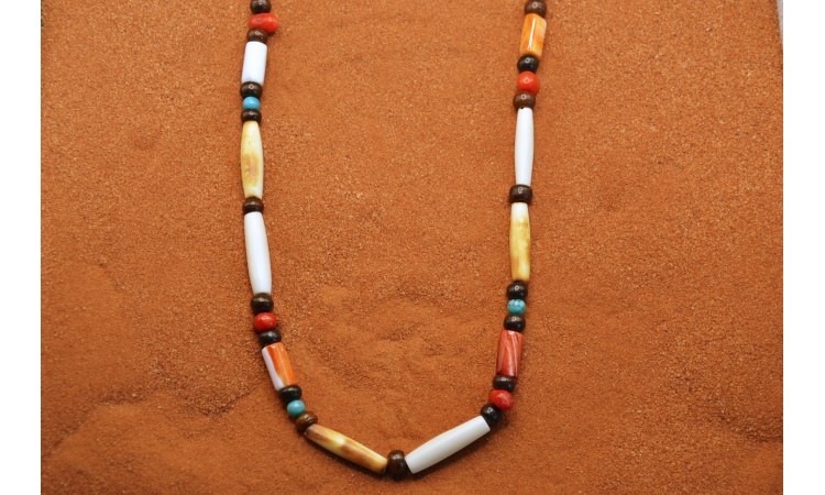 Collier os turquoise corail et spiny oyster