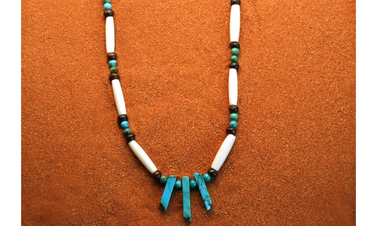 Collier os et turquoises Kingman