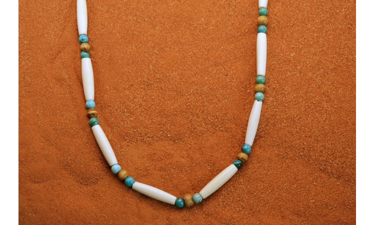 Kingman turquoise and bone Necklace