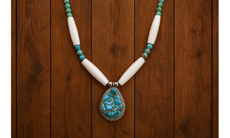 Bones and Kingman turquoise Necklace