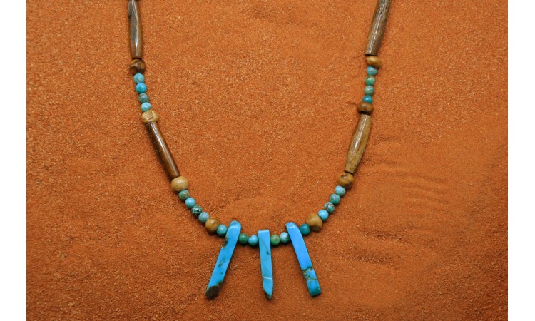 Collier os et turquoises Kingman