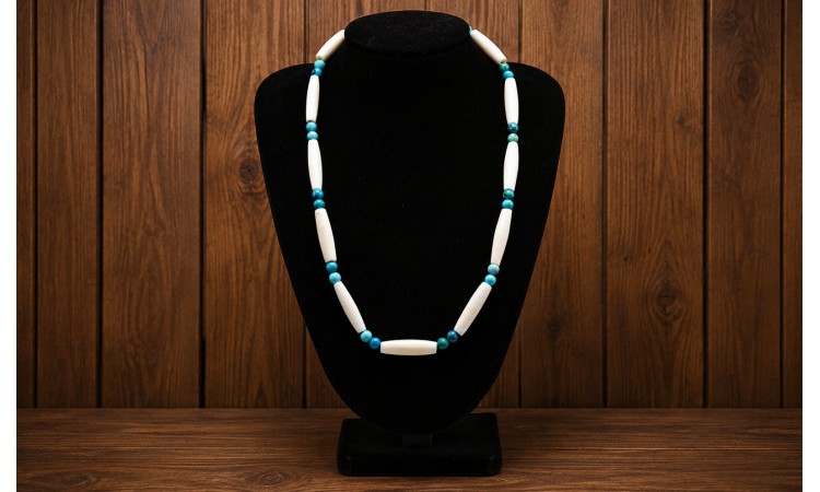 Kingman turquoise and bones Necklace