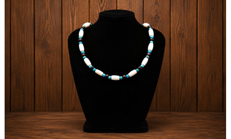 Kingman turquoise and bones Necklace