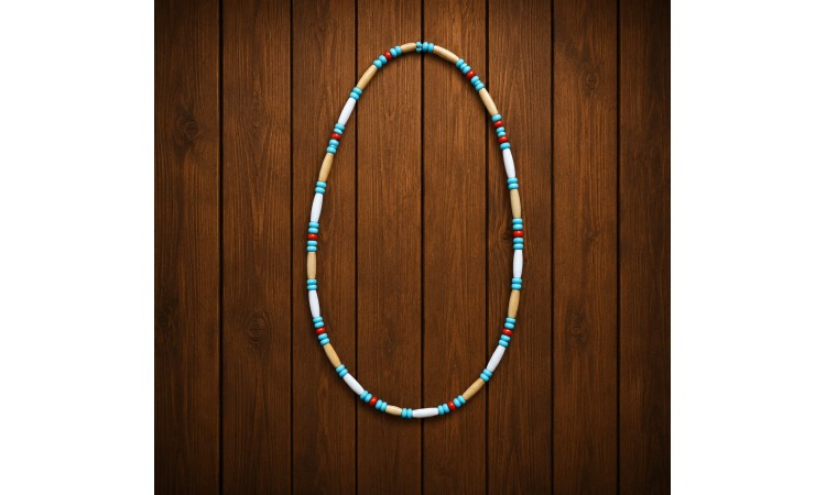 Turquoise coral and bone necklace