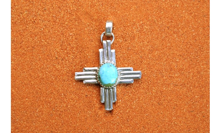 Pendentif croix Zia et turquoise