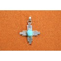 Pendentif croix Zia et turquoise