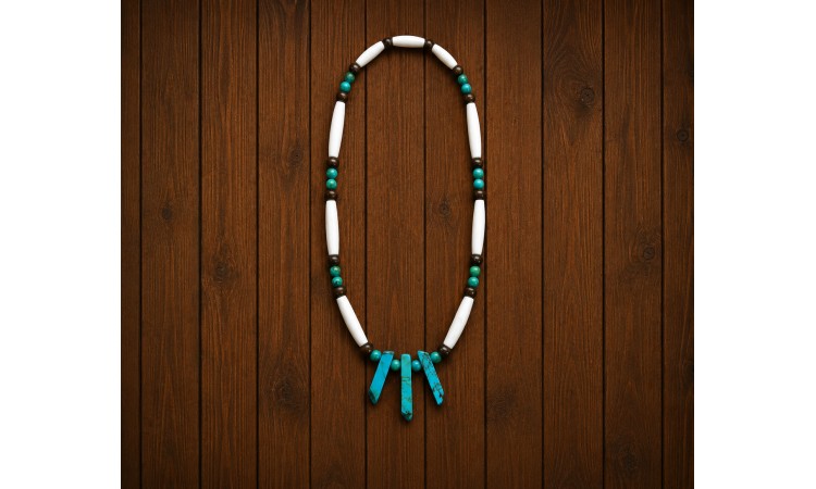 Kingman turquoise and bones Necklace