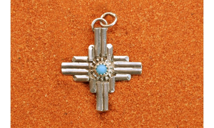 Pendentif croix Zia et turquoise