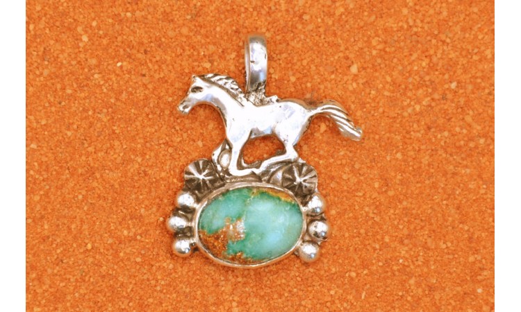 Pendentif cheval et turquoise