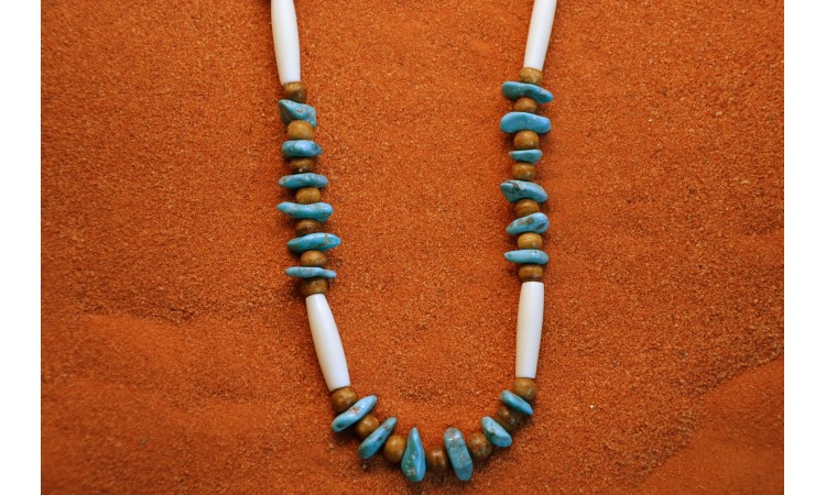 Collier os et turquoises Kingman